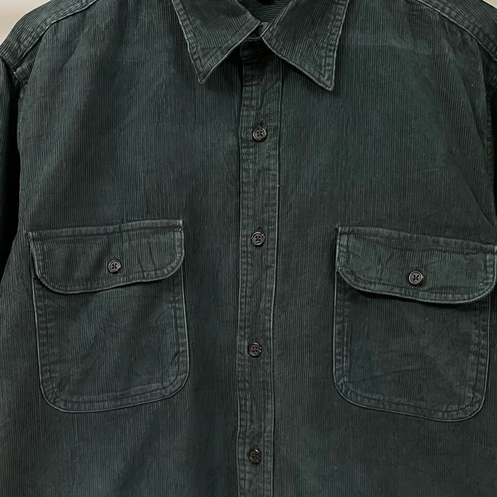 LAND’S END AUTHENTIC DARK GREEN CORDUROY CASUAL SHIRT FOR MEN’S & WOMEN’S - Picture 6 of 7